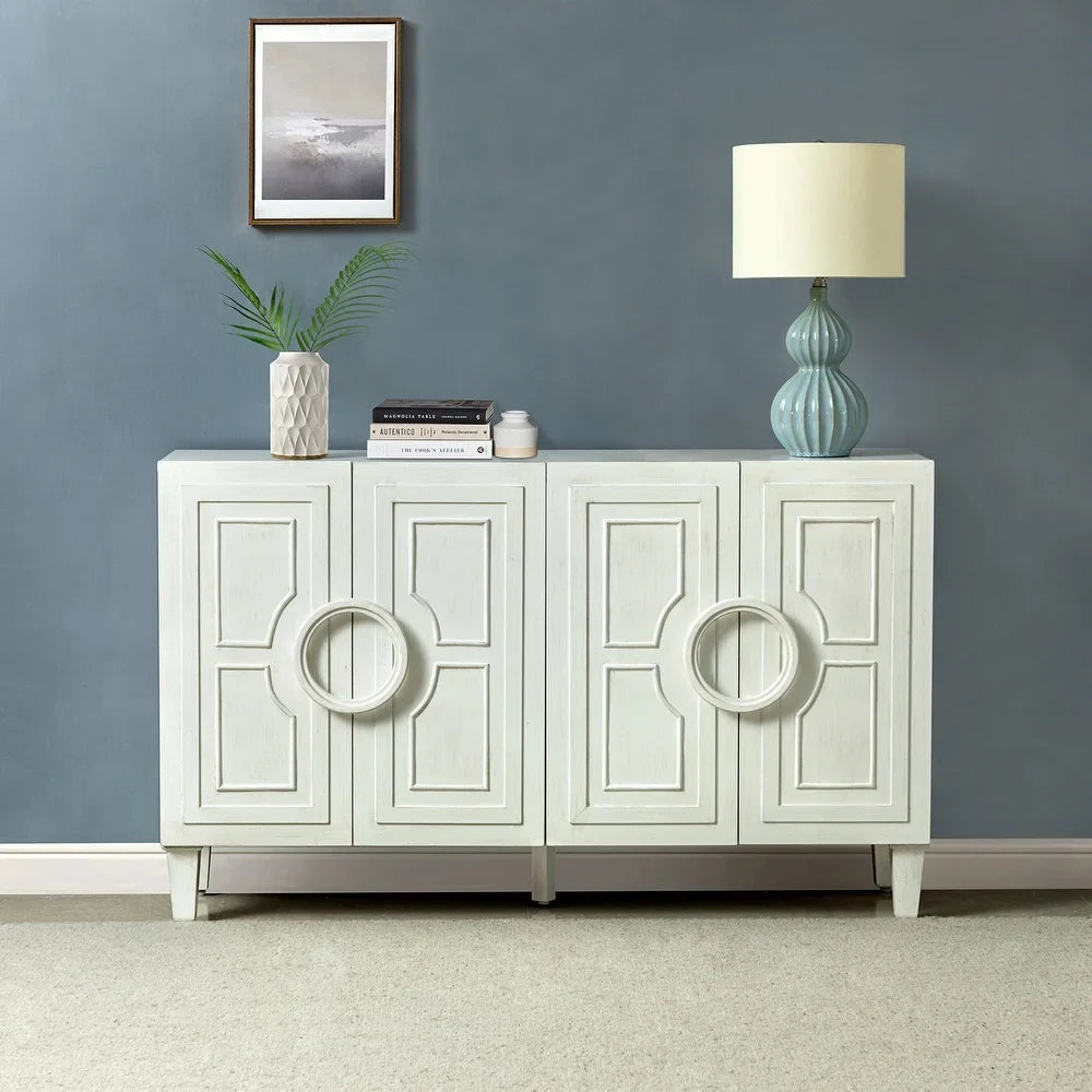 Connie 58" Contemporary Sideboard Buffet with Round Solid Wood Door Handles