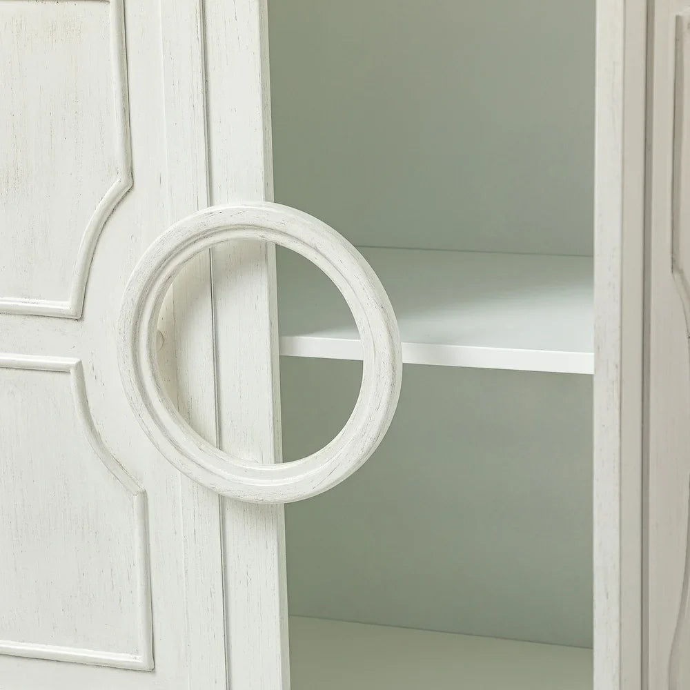 Connie 58" Contemporary Sideboard Buffet with Round Solid Wood Door Handles