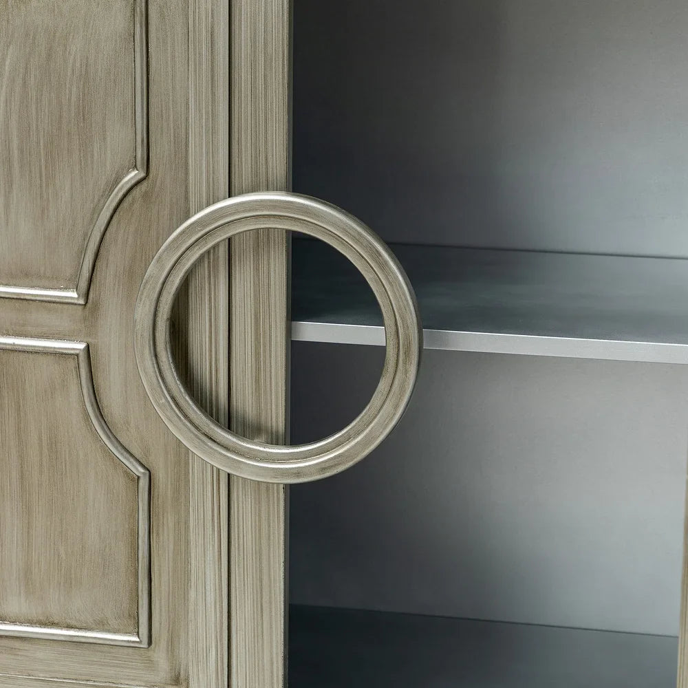 Connie 58" Contemporary Sideboard Buffet with Round Solid Wood Door Handles