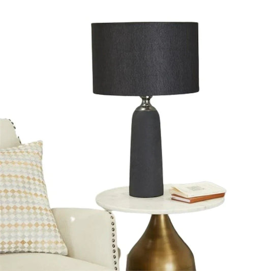 Contemporary 24-Inch Textured Black Cement Table Lamp - 23 x 14 x 14
