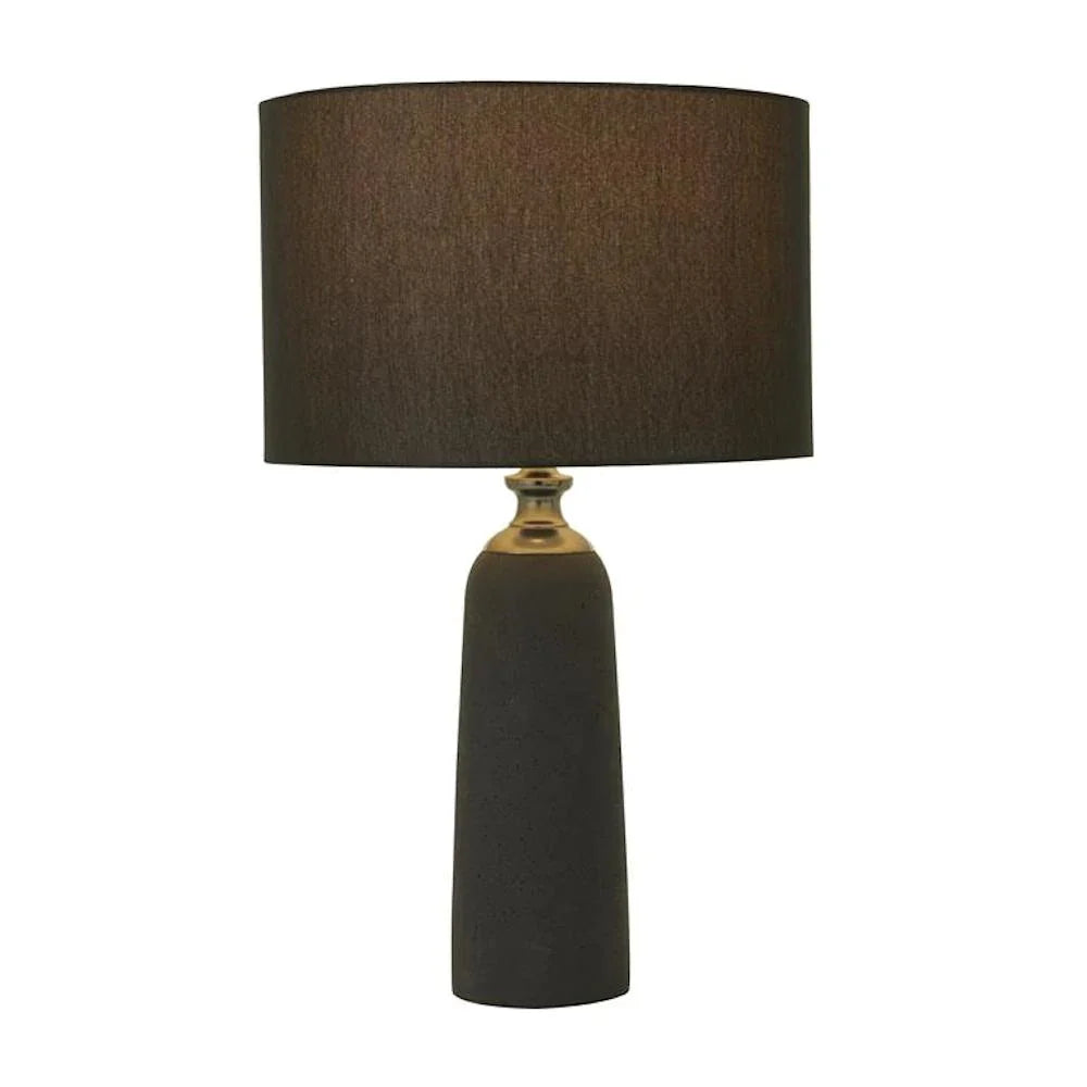 Contemporary 24-Inch Textured Black Cement Table Lamp - 23 x 14 x 14