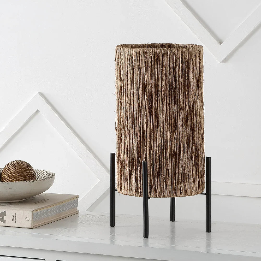 Cooper 16.5" Coastal Minimalist Rattan LED Table Lamp, Brown by JONATHAN Y