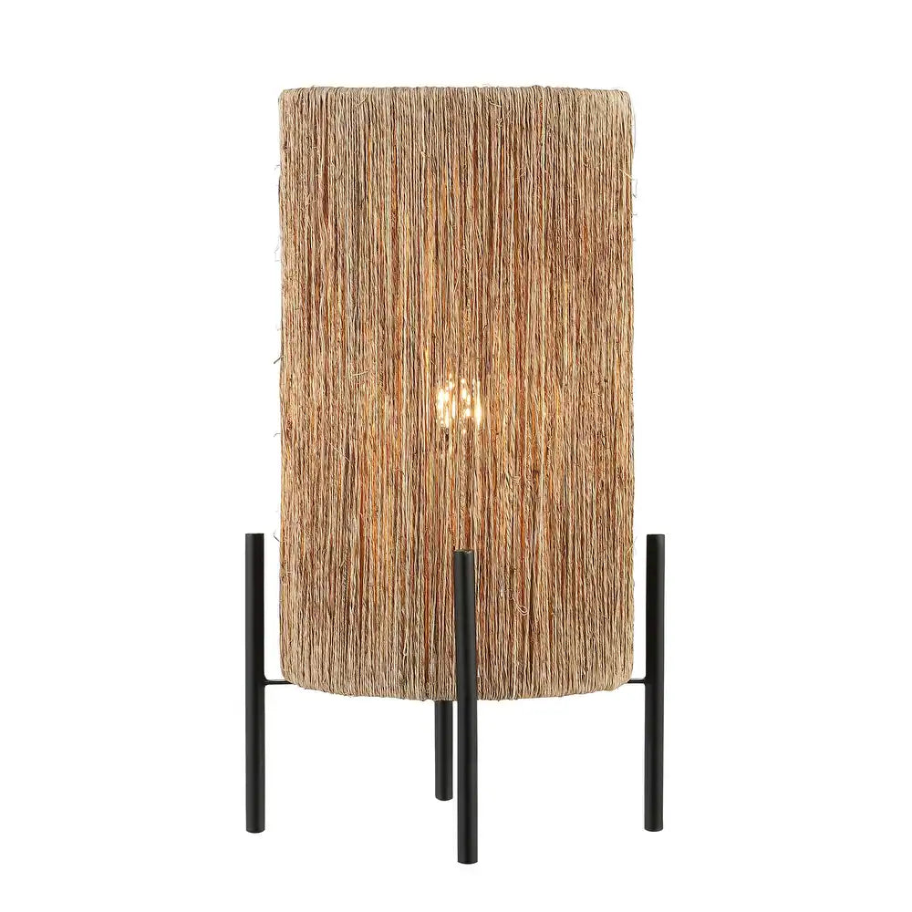 Cooper 16.5" Coastal Minimalist Rattan LED Table Lamp, Brown by JONATHAN Y