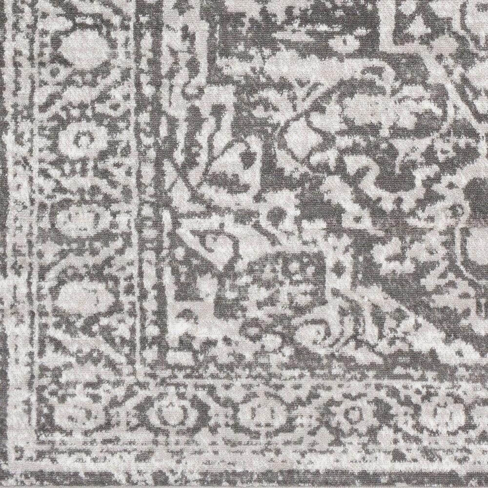 Distressed Persian Pattern Charcoal Light Gray Soft Area Rug