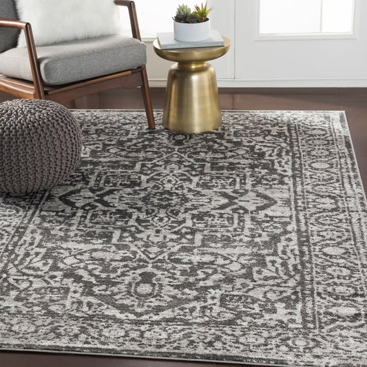 Vintage Medallion Charcoal Light Gray Area Rug