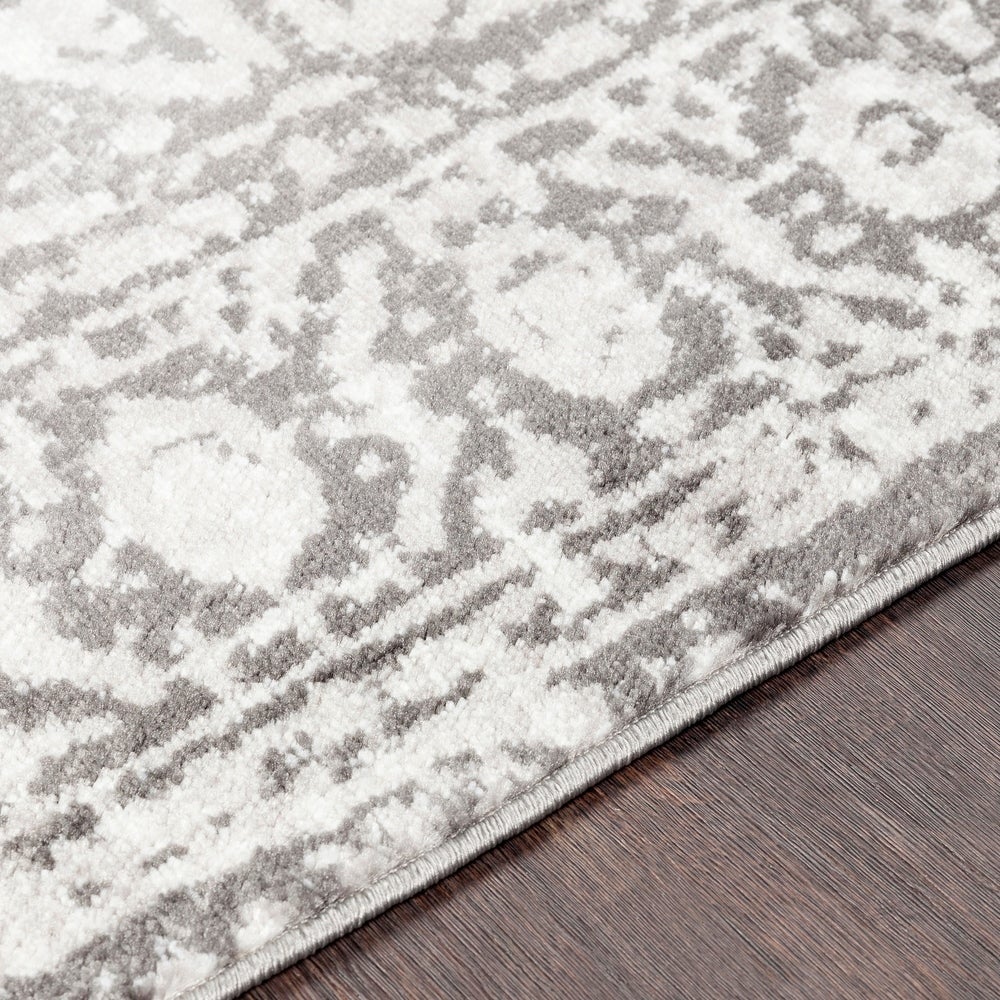Distressed Persian Pattern Charcoal Light Gray Soft Area Rug