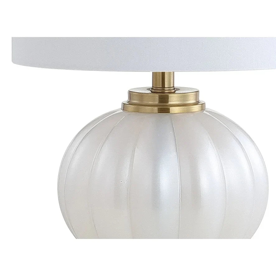 Dana 17.5" Glass/Crystal LED Table Lamp, White/Chrome