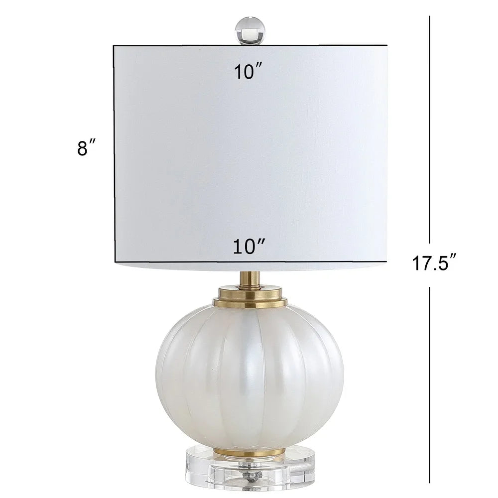 Dana 17.5" Glass/Crystal LED Table Lamp, White/Chrome