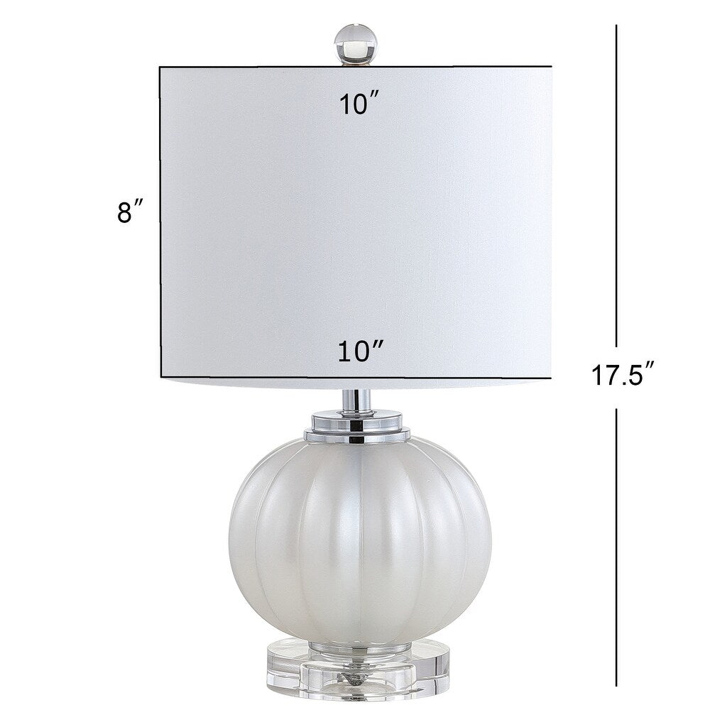 Dana 17.5" Glass/Crystal LED Table Lamp, White/Chrome