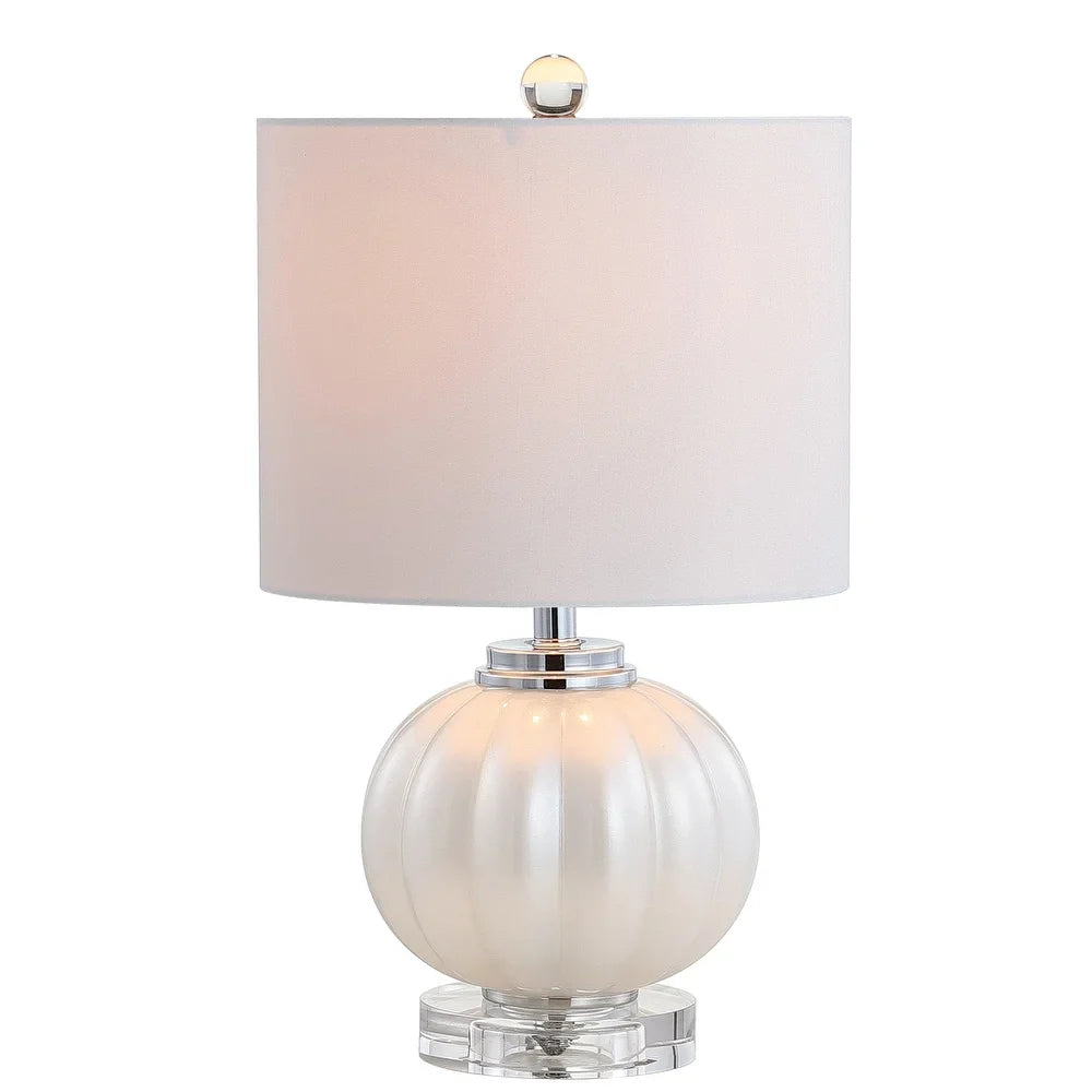 Dana 17.5" Glass/Crystal LED Table Lamp, White/Chrome