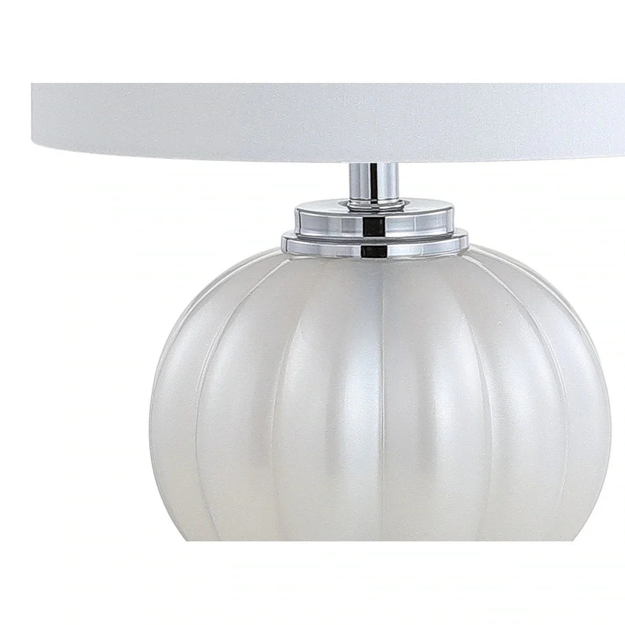 Dana 17.5" Glass/Crystal LED Table Lamp, White/Chrome