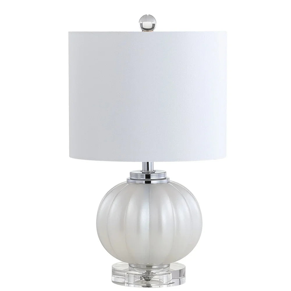 Dana 17.5" Glass/Crystal LED Table Lamp, White/Chrome