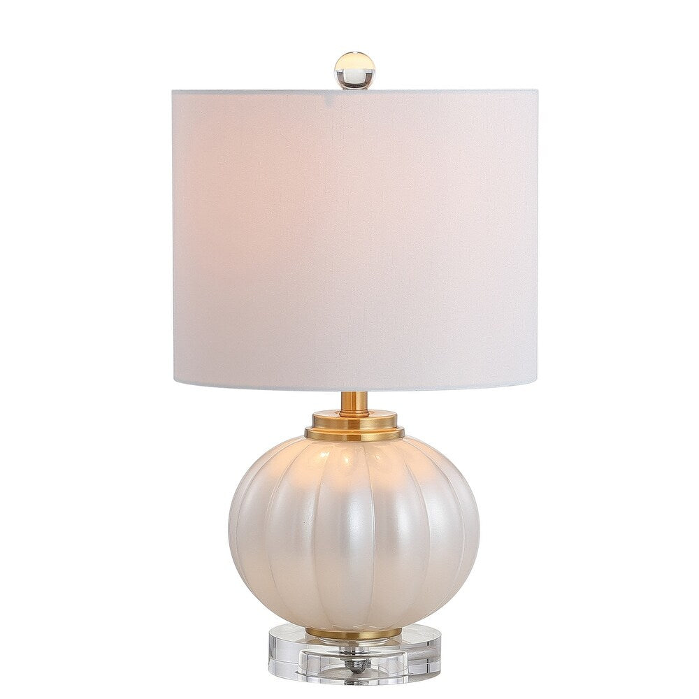 Dana 17.5" Glass/Crystal LED Table Lamp, White/Chrome