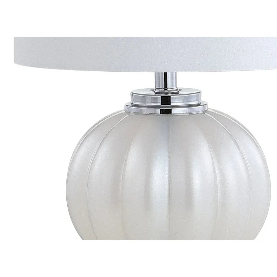 Dana 17.5" Glass/Crystal LED Table Lamp, White/Chrome