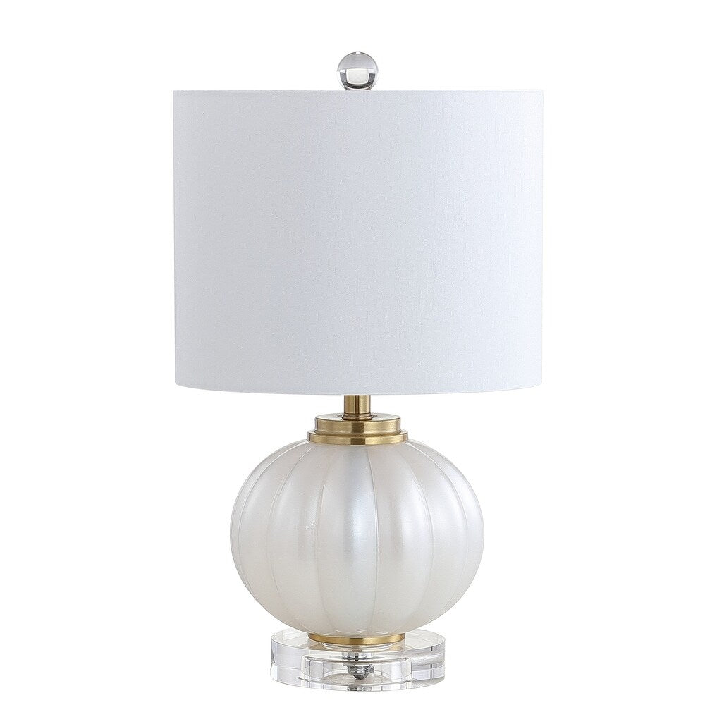 Dana 17.5" Glass/Crystal LED Table Lamp, White/Chrome