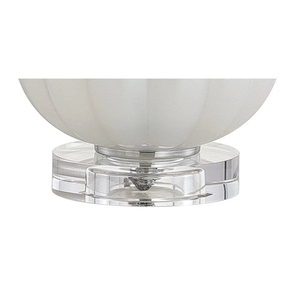 Dana 17.5" Glass/Crystal LED Table Lamp, White/Chrome