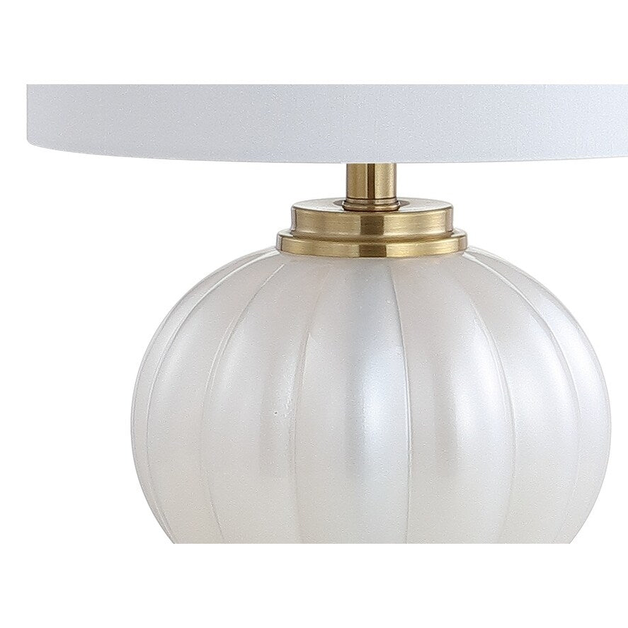 Dana 17.5" Glass/Crystal LED Table Lamp, White/Chrome