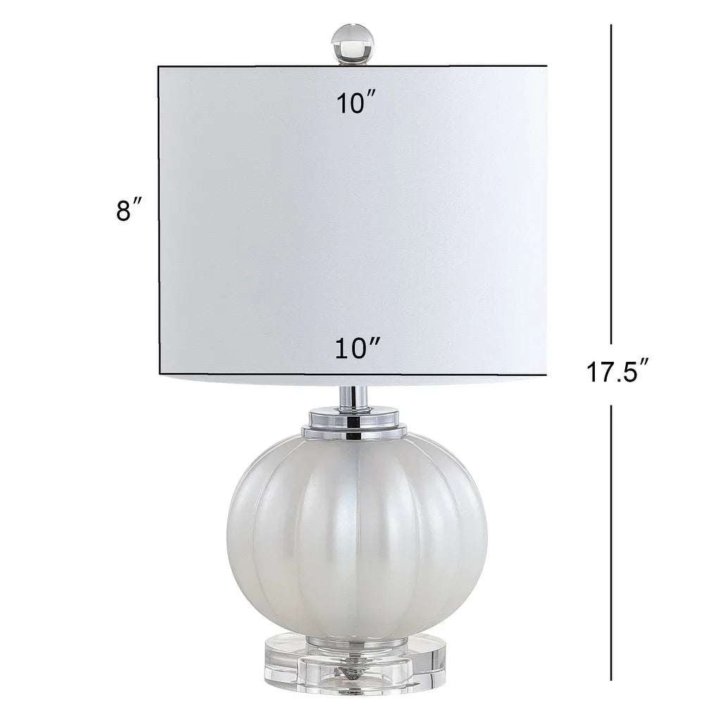Dana 17.5" Glass/Crystal LED Table Lamp, White/Chrome