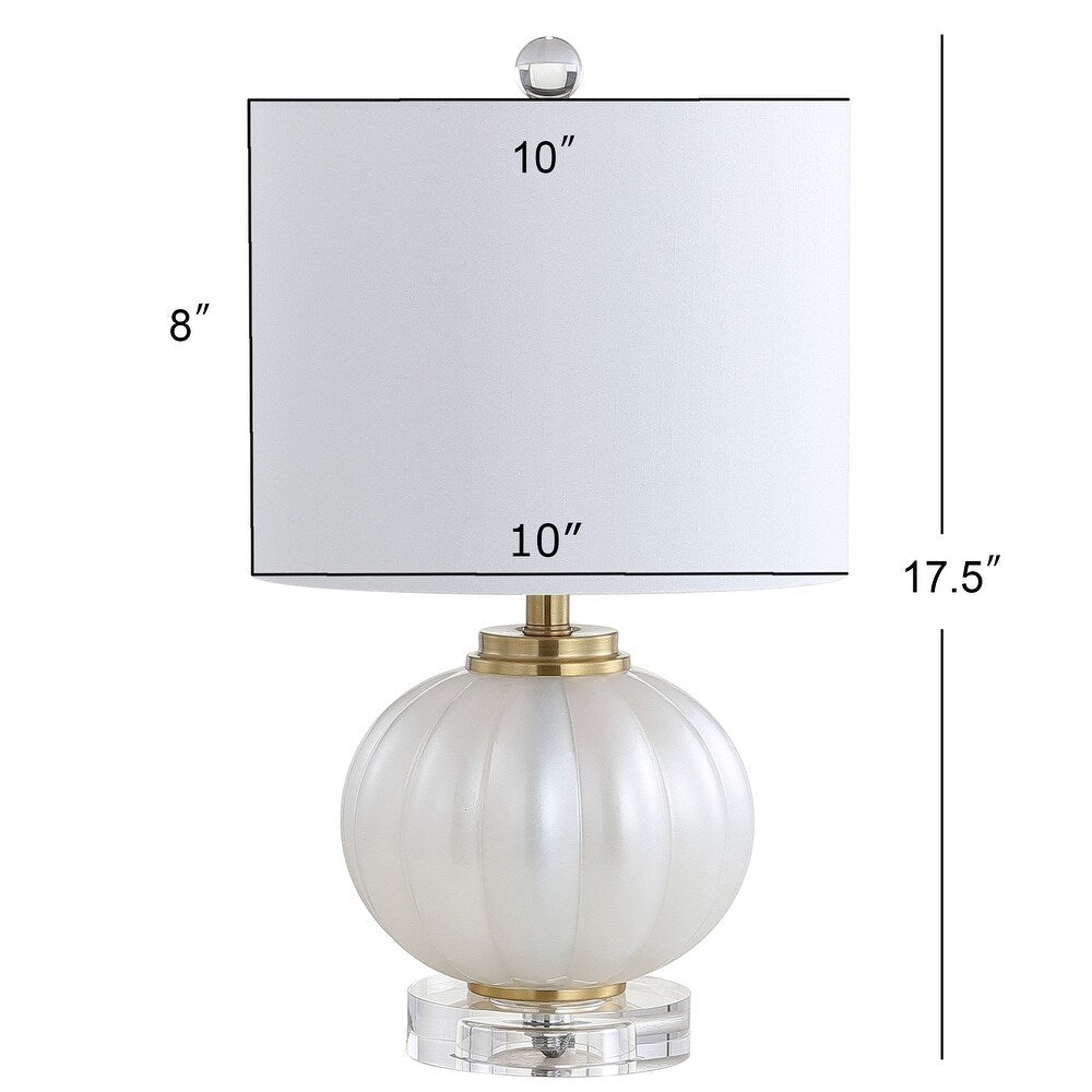 Dana 17.5" Glass/Crystal LED Table Lamp, White/Chrome