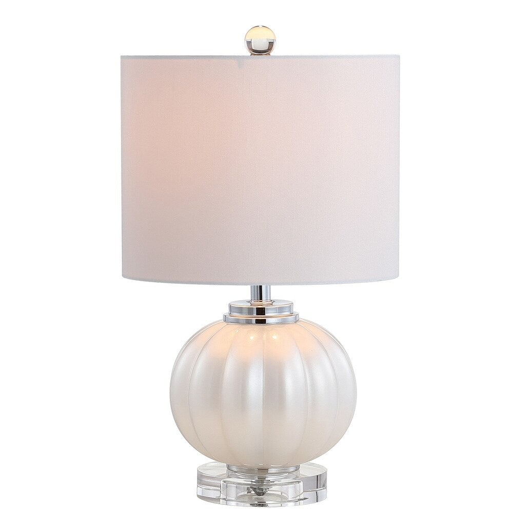 Dana 17.5" Glass/Crystal LED Table Lamp, White/Chrome