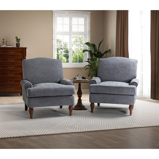 Dani Armchair for Bedroom with Recessed Arms Set of 2