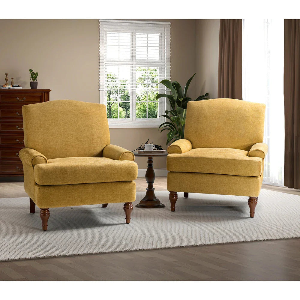 Dani Armchair for Bedroom with Recessed Arms Set of 2