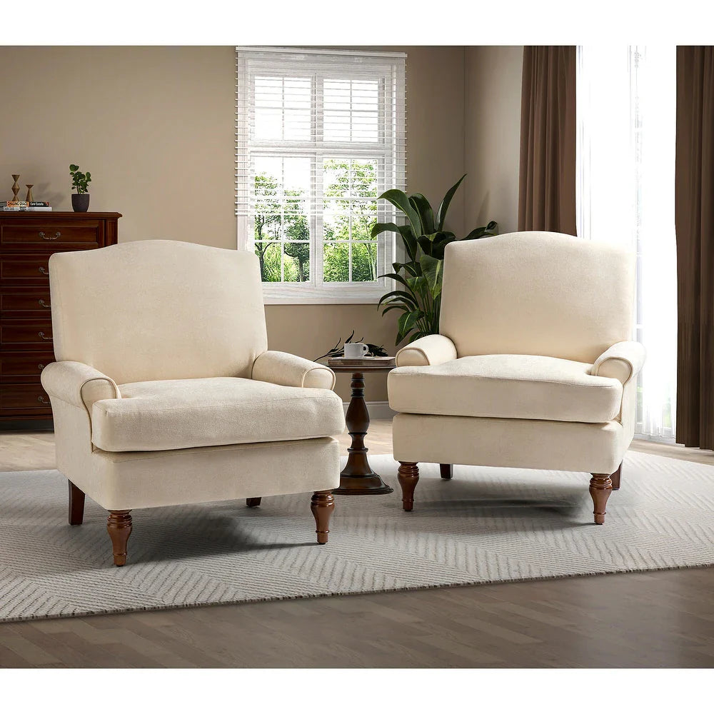 Dani Armchair for Bedroom with Recessed Arms Set of 2