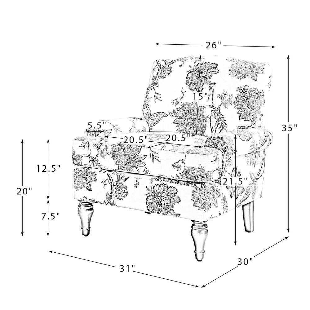 Dani Wooden Upholstered Armchair with Recessed Arms