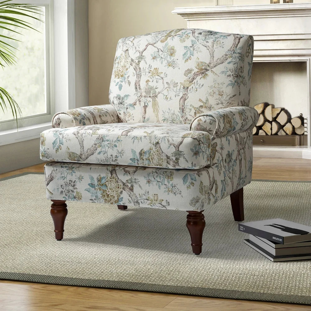 Dani Wooden Upholstered Armchair with Recessed Arms