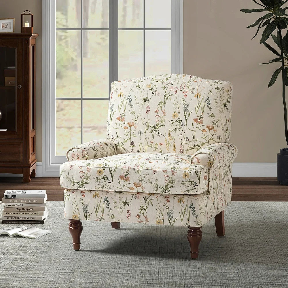 Dani Wooden Upholstered Armchair with Recessed Arms