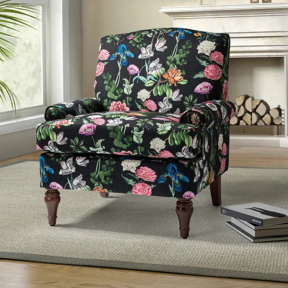 Dani Wooden Upholstered Armchair with Recessed Arms