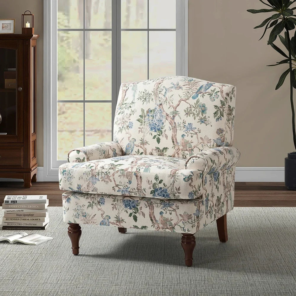 Dani Wooden Upholstered Armchair with Recessed Arms