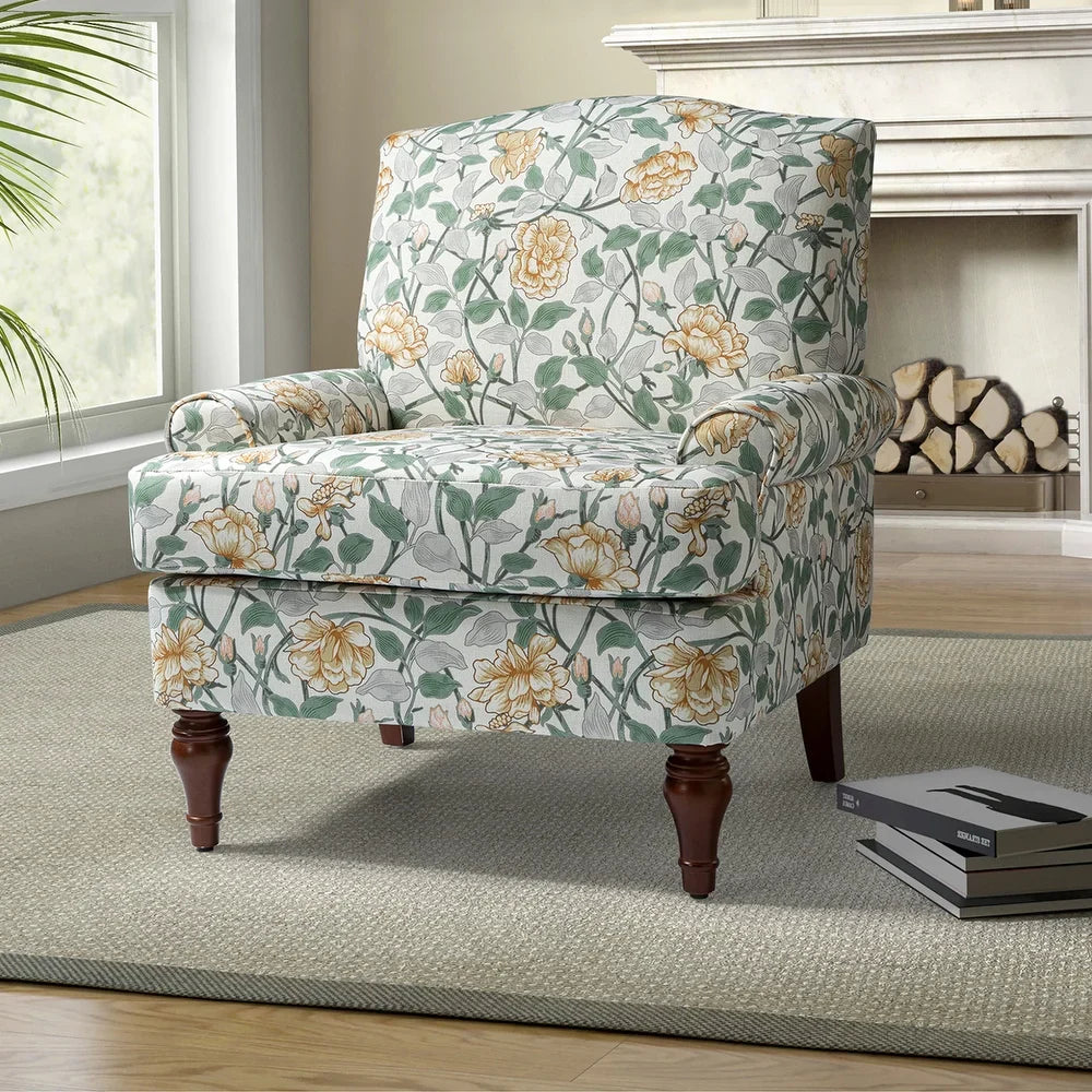 Dani Wooden Upholstered Armchair with Recessed Arms