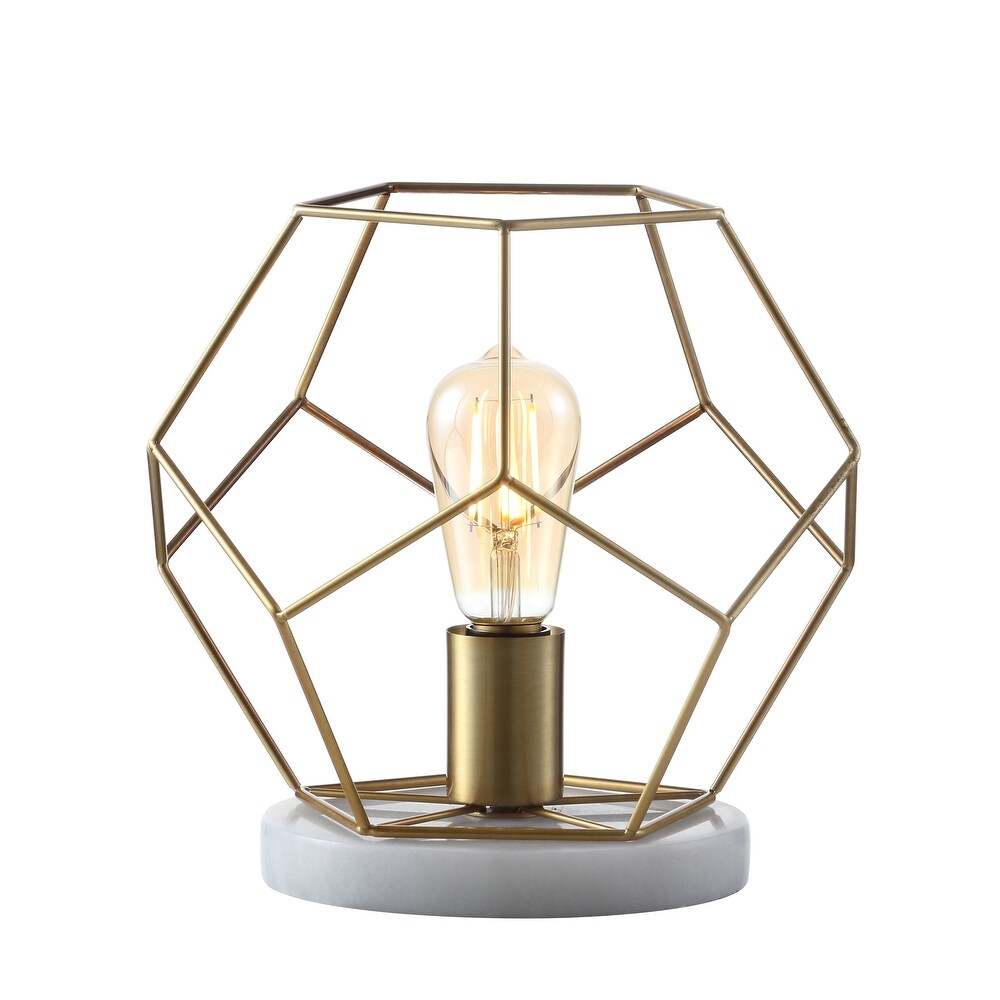 Daniel 10" Metal/Marble LED Table Lamp, Brass