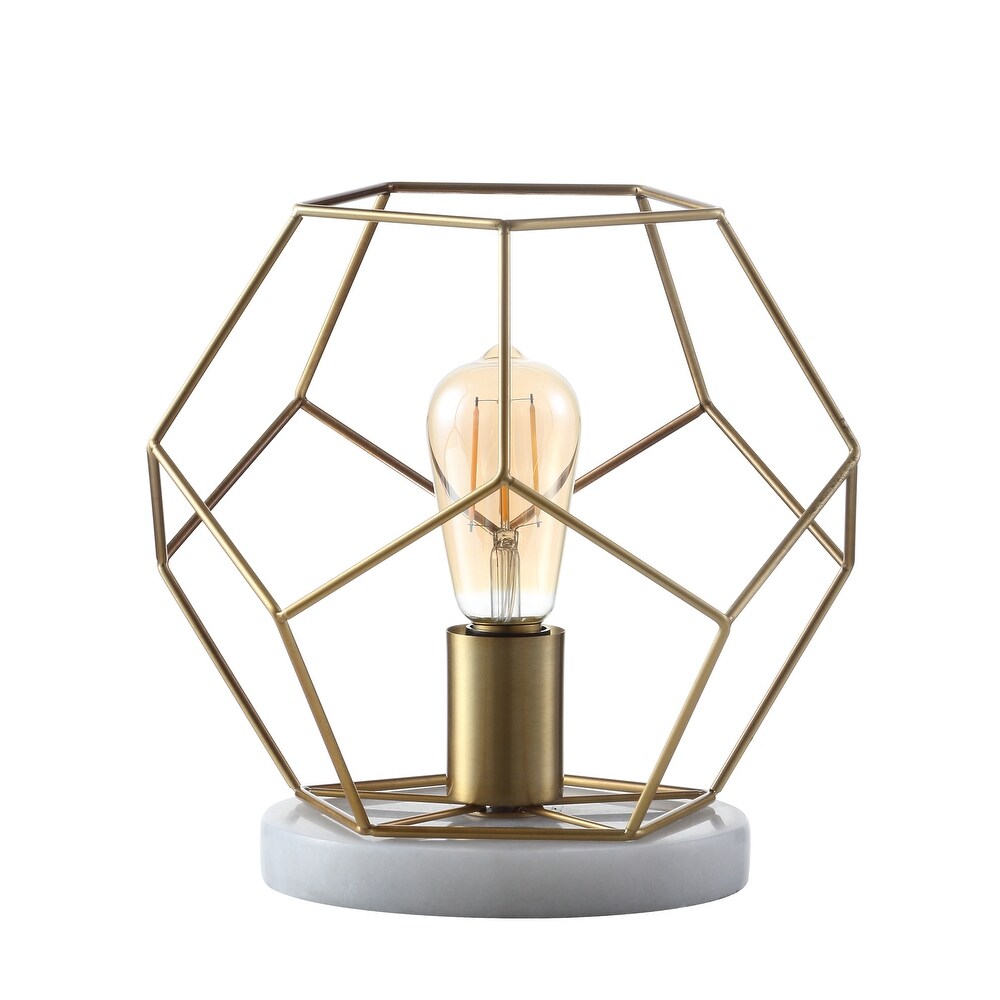 Daniel 10" Metal/Marble LED Table Lamp, Brass