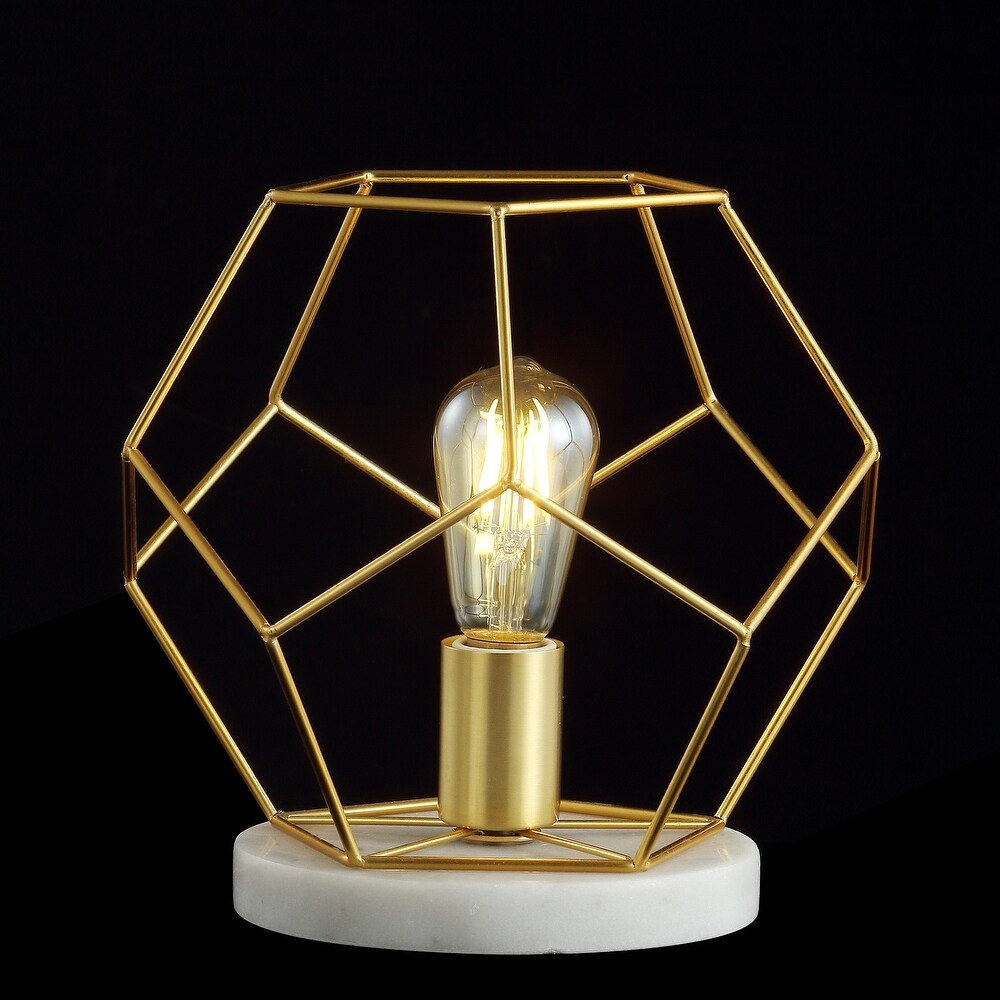 Daniel 10" Metal/Marble LED Table Lamp, Brass