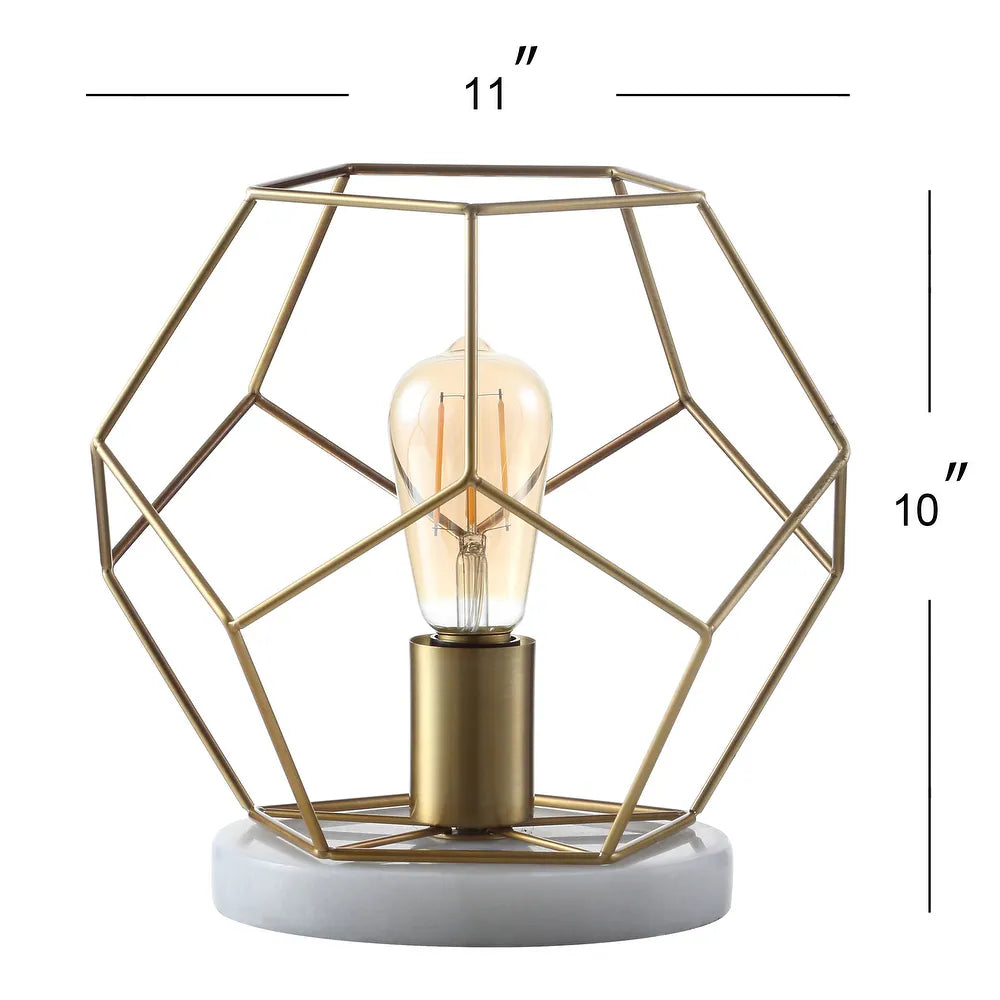 Daniel 10" Metal/Marble LED Table Lamp, Brass