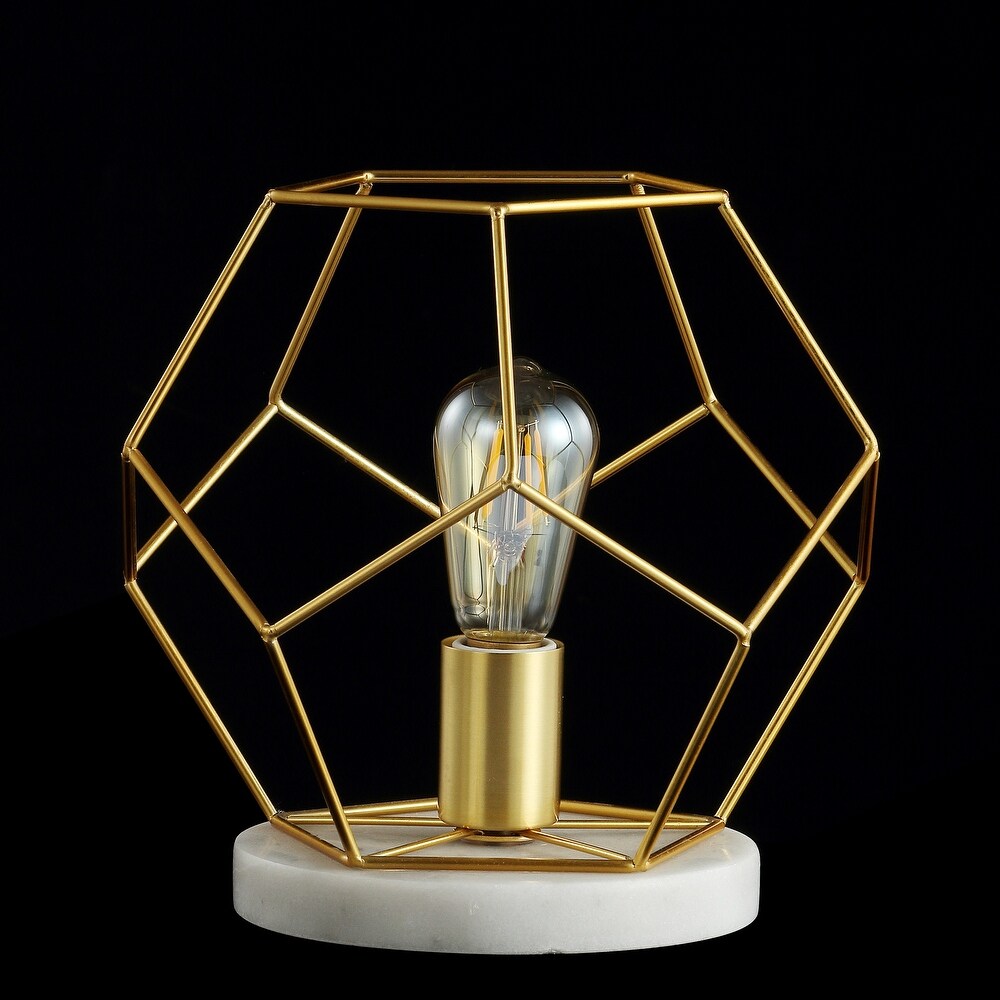 Daniel 10" Metal/Marble LED Table Lamp, Brass