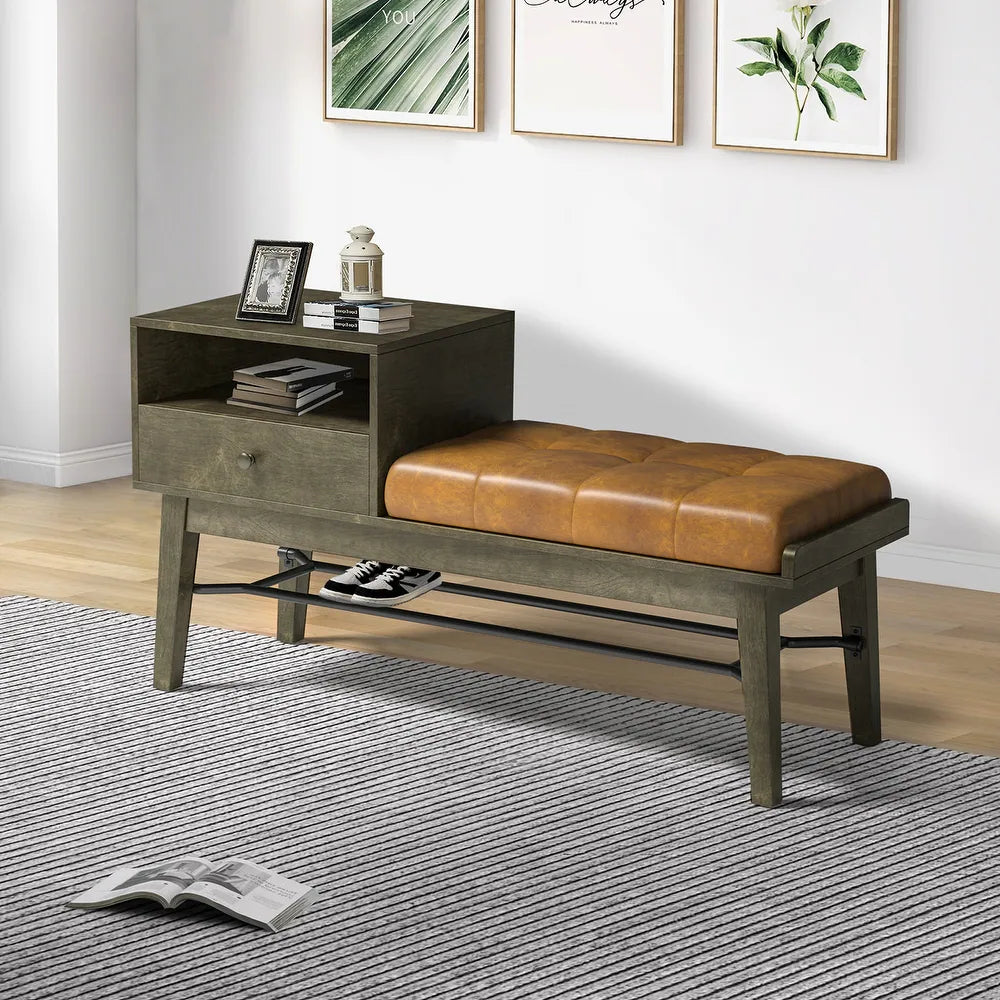 Dankmar Multifunctional Leather Bench with Storage Space