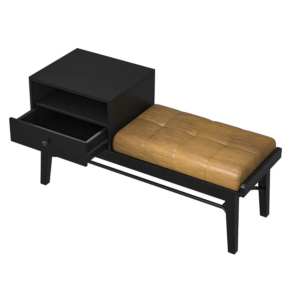 Dankmar Multifunctional Leather Bench with Storage Space