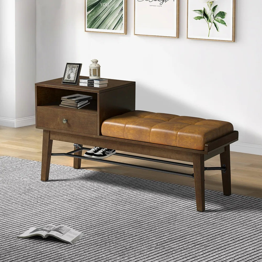 Dankmar Multifunctional Leather Bench with Storage Space