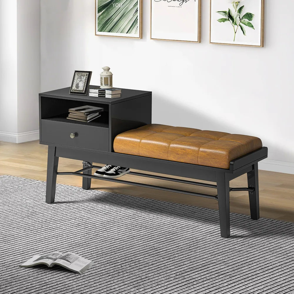 Dankmar Multifunctional Leather Bench with Storage Space