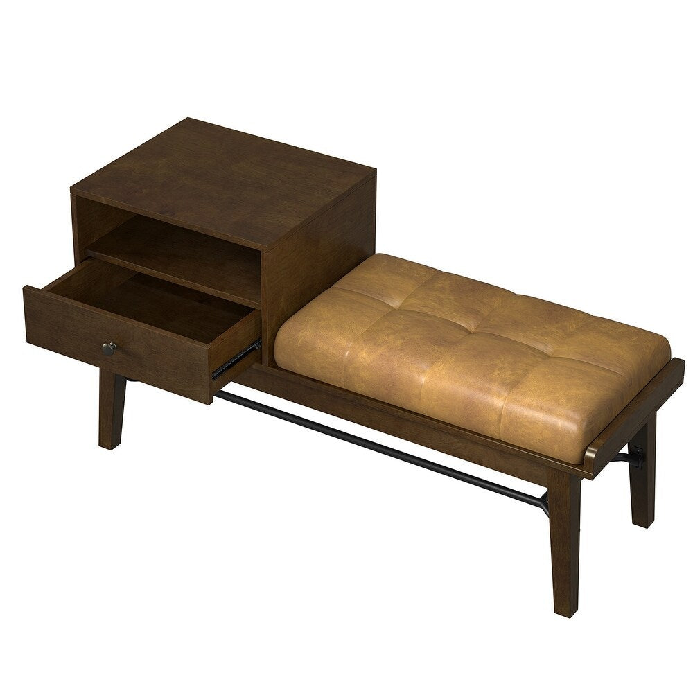 Dankmar Multifunctional Leather Bench with Storage Space
