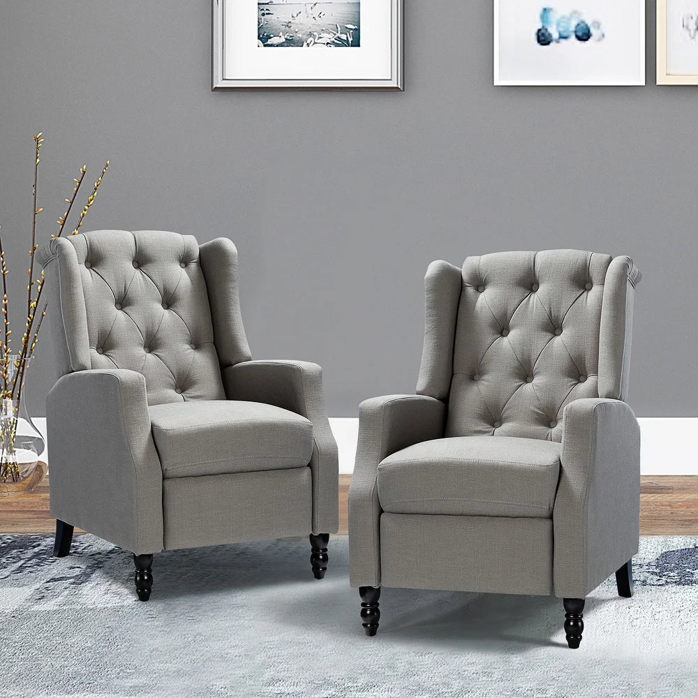 Debora Wingback Button Tufted Push-back Recliners Set of 2