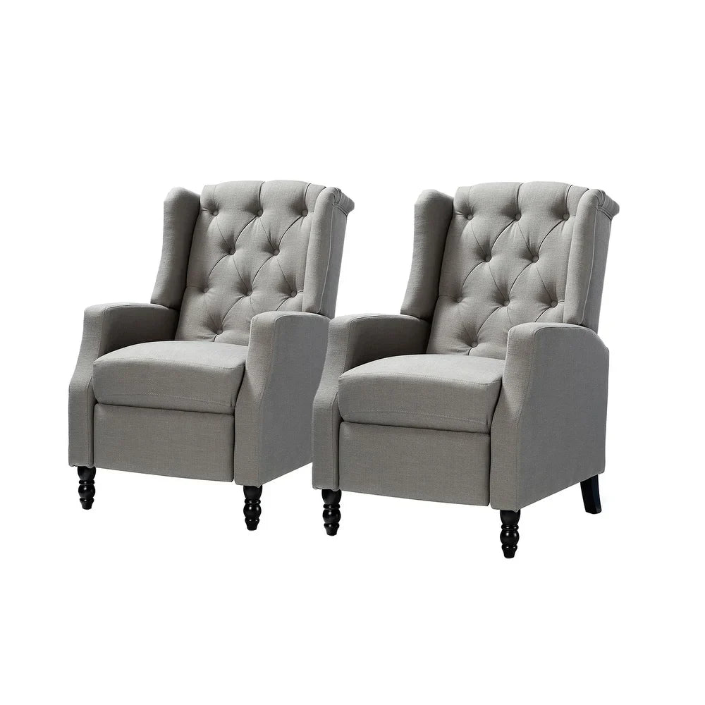 Debora Wingback Button Tufted Push-back Recliners Set of 2