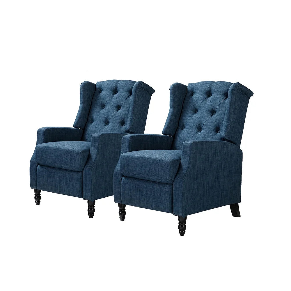 Debora Wingback Button Tufted Push-back Recliners Set of 2