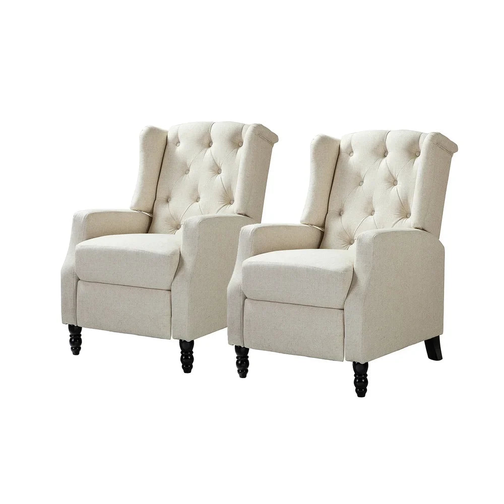 Debora Wingback Button Tufted Push-back Recliners Set of 2