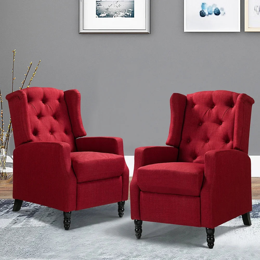 Debora Wingback Button Tufted Push-back Recliners Set of 2