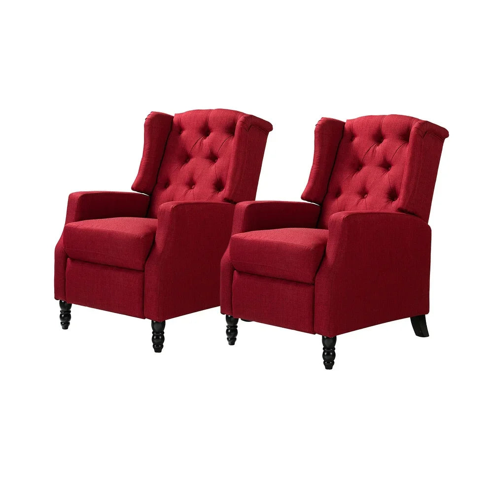 Debora Wingback Button Tufted Push-back Recliners Set of 2