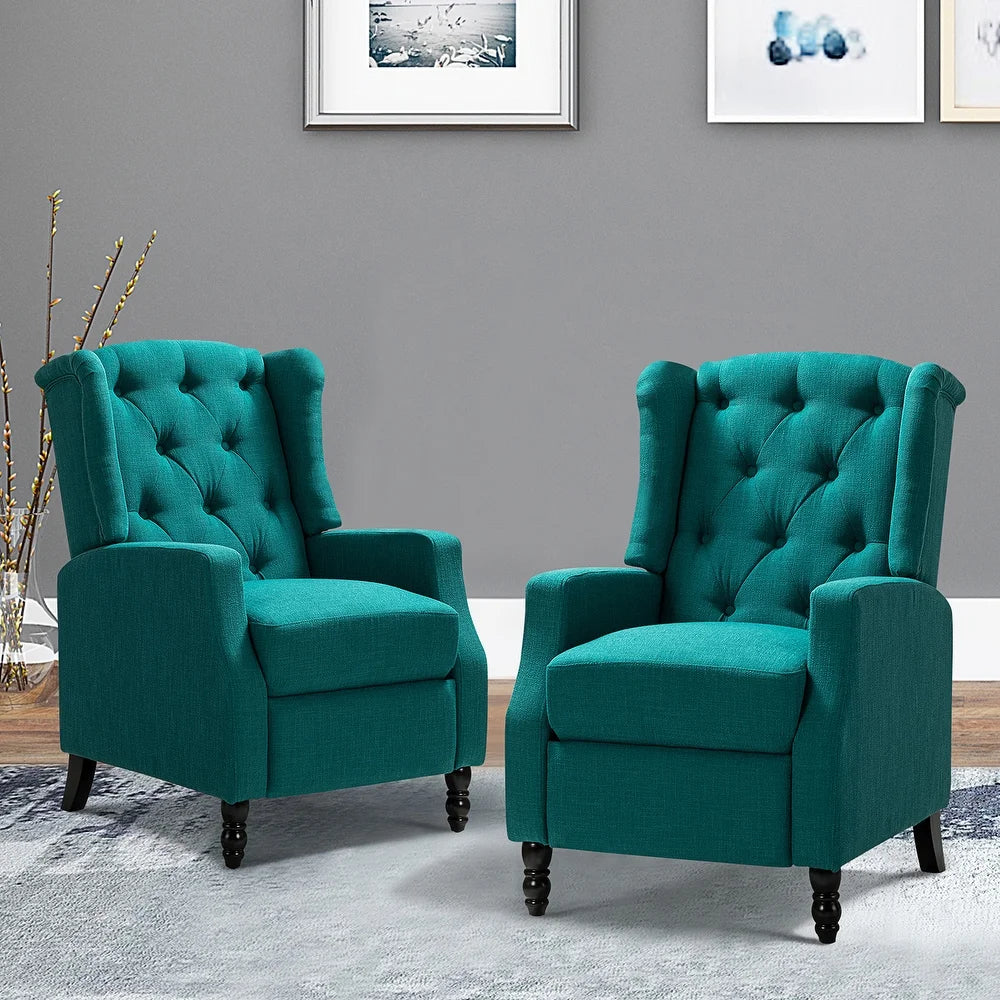 Debora Wingback Button Tufted Push-back Recliners Set of 2